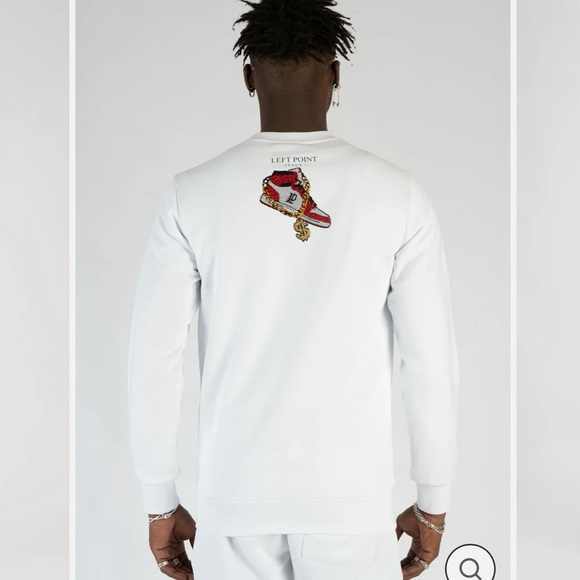 Left Point Sweatshirt Money Sneakers Graffiti Rhinestones Y2K 90s Streetwear 3XL - Picture 2 of 16